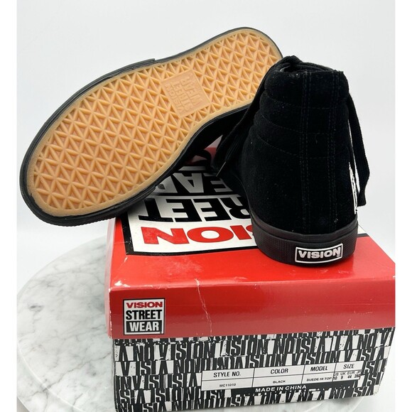 NIB Vision Street Wear Men's US 10 Suede Hi Top Retro BLACK BIG PATCH! 1986-1988 - Picture 5 of 13